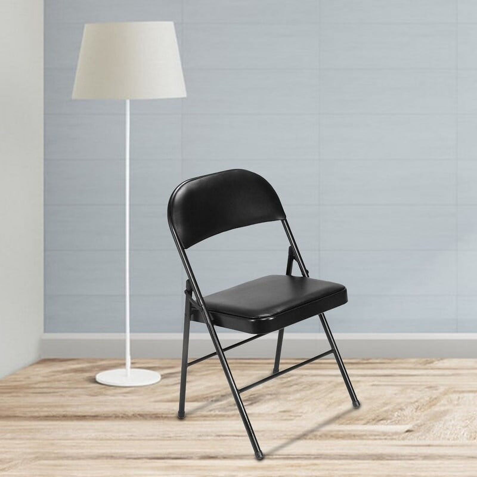 Folding Chairs with Leather Padded Seats Black for Home Office 6-Pack