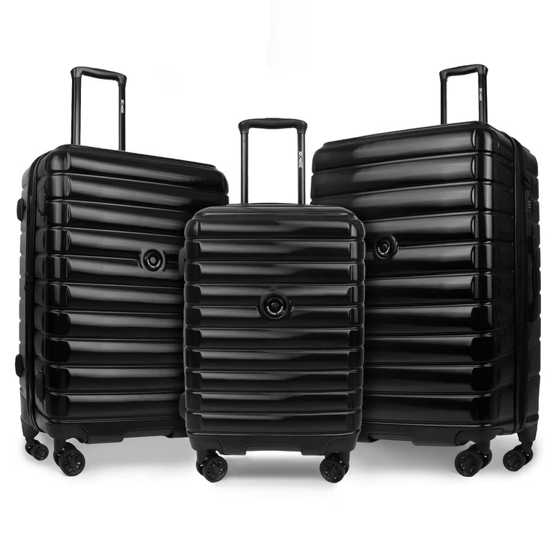 3 Piece Hardshell Luggage Set Expandable Hardside Suitcase with Spinner Wheels and TSA Lock, Lightweight Carry on and Checked Luggage 20" 25" 29", Yellow, LA13601