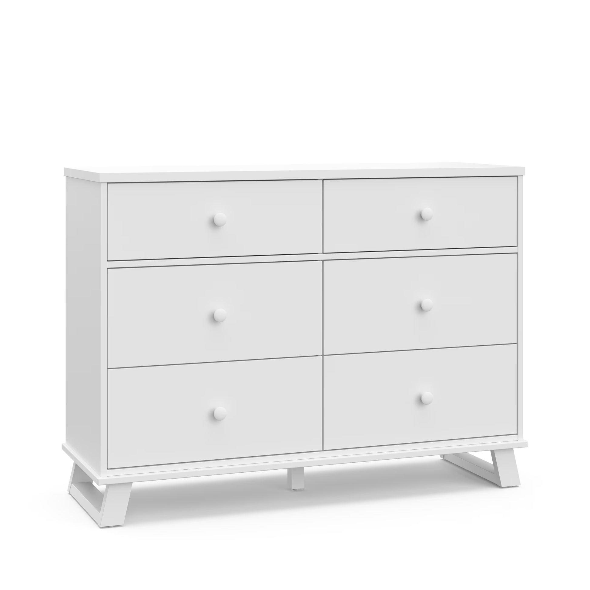 Storkcraft Modern 6 Drawer Nursery Dresser, White with Vintage Driftwood