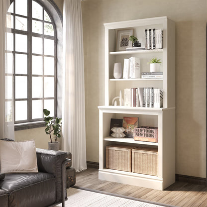 Bevfint 72" Tall Bookcase, White Large Floor Standing Bookshelf, 5 Tier Shelves Open Storage Organizer, Book Case for Living Room Hallway Kitchen Home Office Bedroom, White - 5 Tier