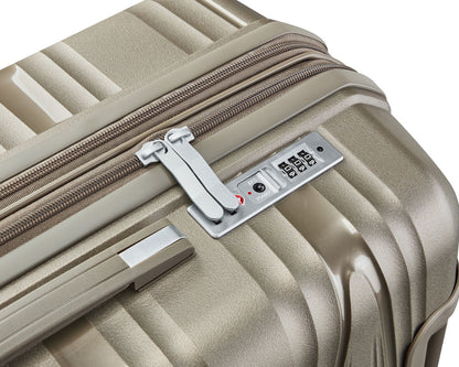 4 Piece Luggage Set, 14"/20''/24/''28'' Expandable Lightweight Suitcase with Noise-free Double Spinner Wheels & TSA Lock, Polypropylene Hardshell Storage Case for Travel Vacation, Champagne