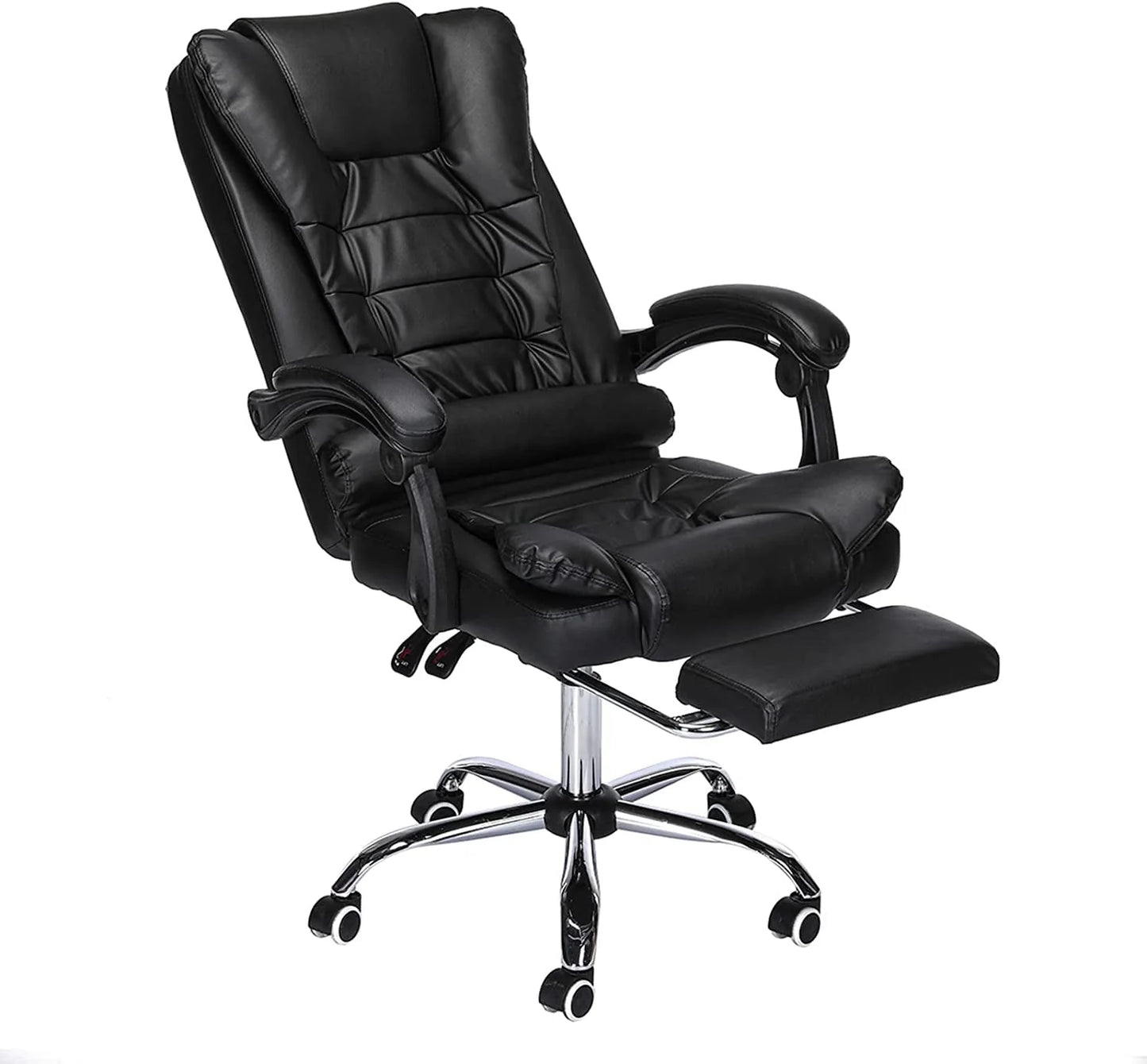 Hoffree Office Chair Ergonomic Computer Desk Chair Big and Tall Executive Leather Chair High Back Adjustable Task Chair with Wheels Lumbar Back Support Footrest for Home Office Black