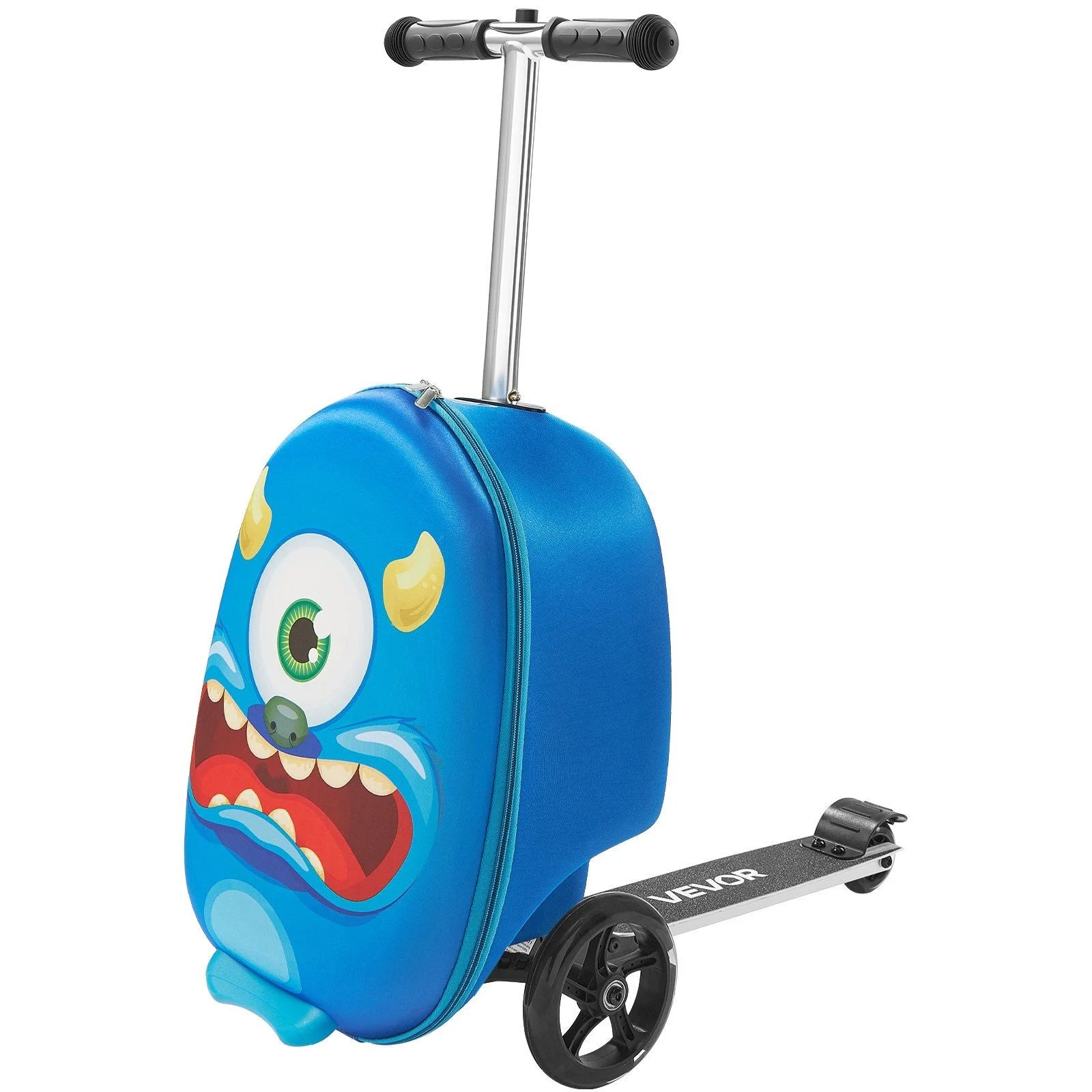 VEVOR Ride-on Luggage 20-inch Kids Scooter Suitcase with Flash Wheels Blue