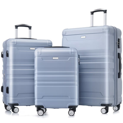 Luggage Sets New Model Expandable ABS Hardshell 3pcs Clearance Luggage Hardside Lightweight Durable Suitcase sets Spinner Wheels Suitcase with TSA Lock 20''24''28''(blue and brown)