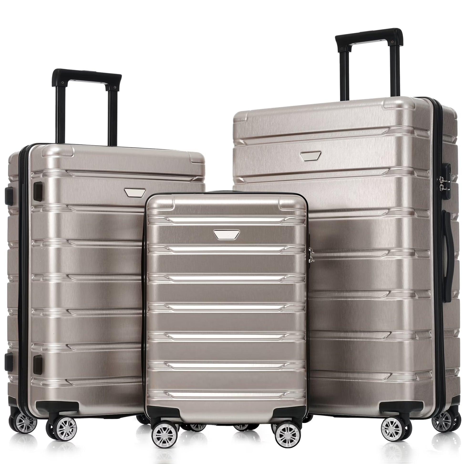 EUROCO 3 Piece Luggage Sets, ABS+PC Hardshell Suitcase with Spinner Wheels,Lightweight Durable Travel Suitcase Set for Men Women,Fog Gray