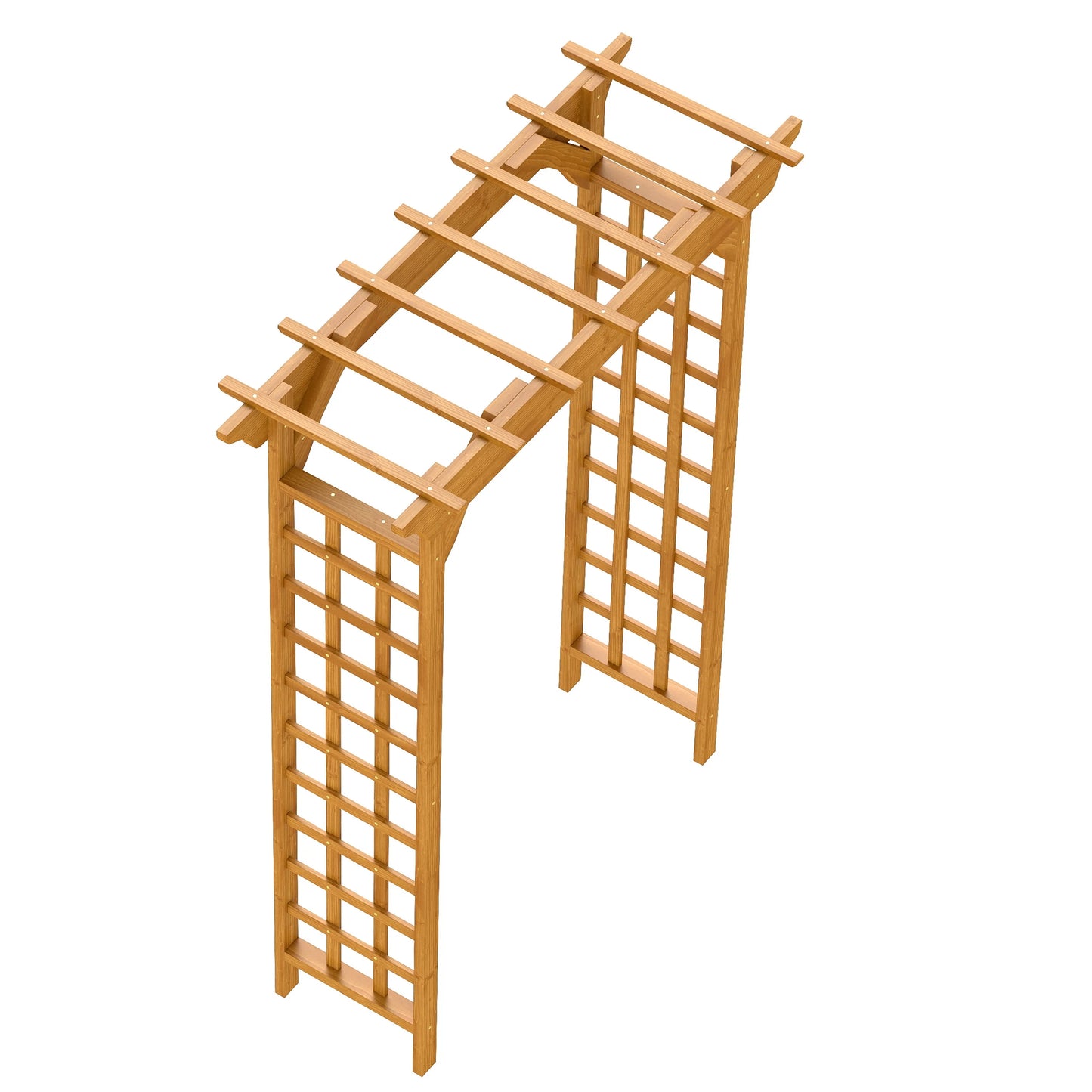 CAMSCH 85'' Premium Outdoor Wooden Arbor Arch with Trellis, Straight top, Pergola Arch for Climbing Plants, Wood Garden Yard Lattice, Wedding Arch for Ceremony, 63''(L) x 26''(W) x 85''(H)