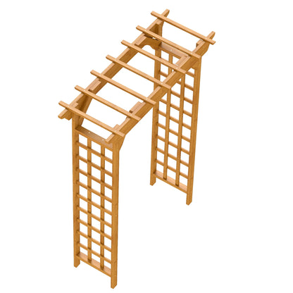CAMSCH 85'' Premium Outdoor Wooden Arbor Arch with Trellis, Straight top, Pergola Arch for Climbing Plants, Wood Garden Yard Lattice, Wedding Arch for Ceremony, 63''(L) x 26''(W) x 85''(H)