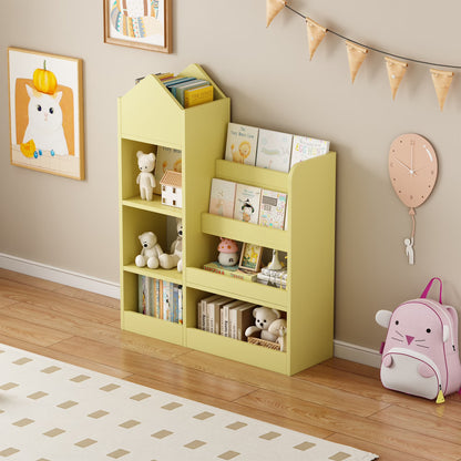 PAPROOS Kids Bookshelf, Wooden Kids Bookcase with Toy Storage Organizer Cabinet, Children Multi Shelf Cubby for Classroom, Kids Bedroom, Nursery, Wood