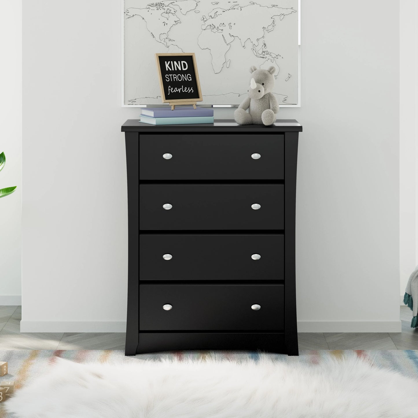 Storkcraft Crescent 4 Drawer Childrens Nursery Dresser, White
