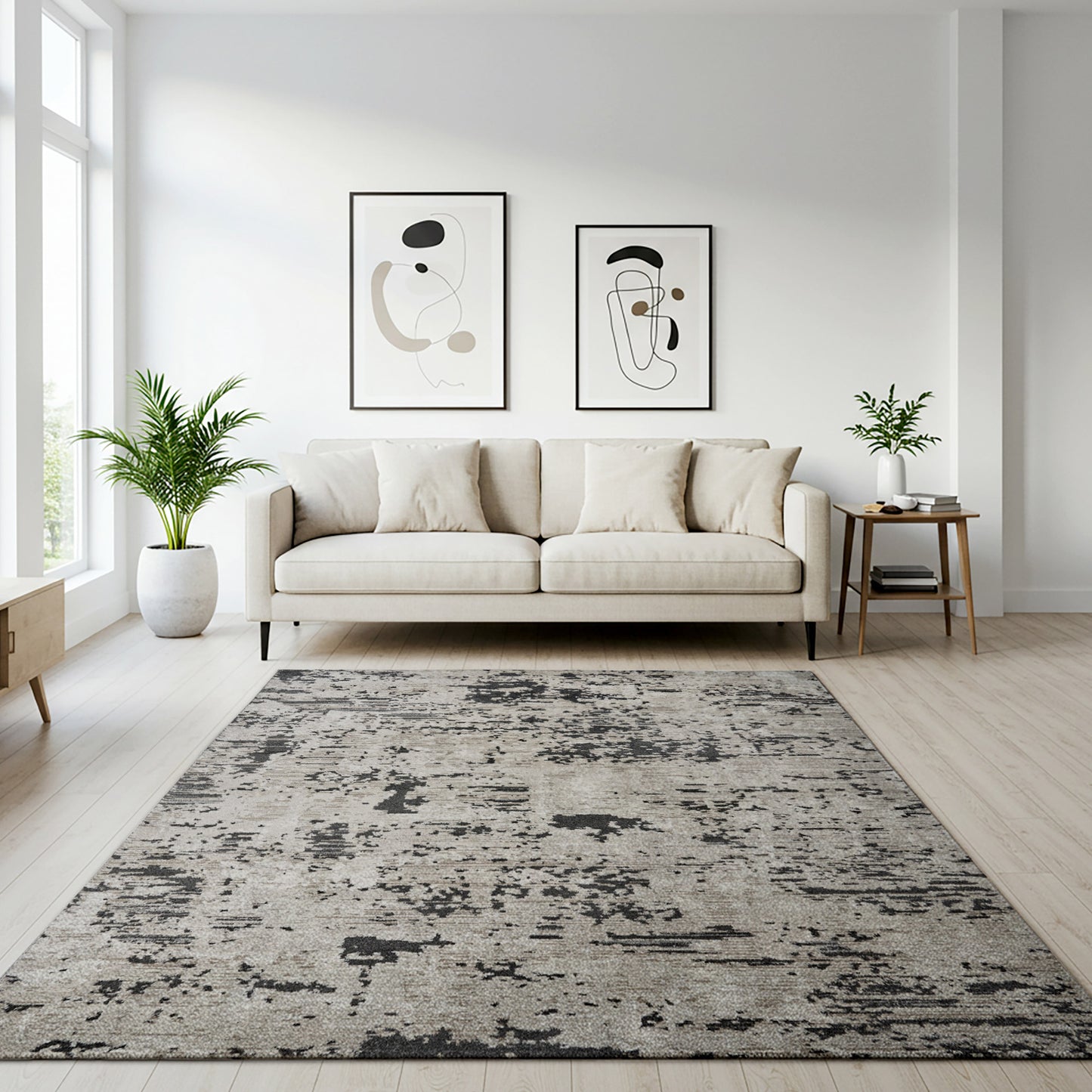 Solaris Area Rug, Argent Charcoal, 6’6” x 9’