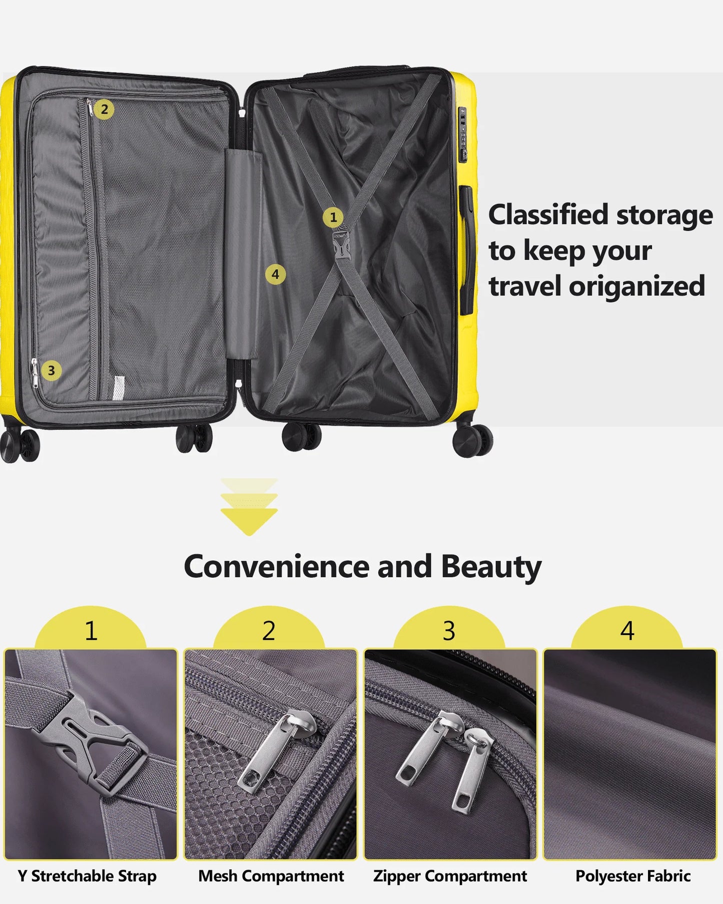 3 Piece Set Luggage Set Expandable(only 28") TSA Lock Spinner Double Wheels, Carry on and Checked Suitcase