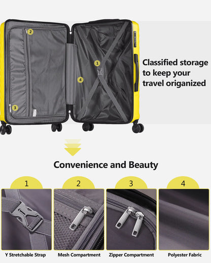 3 Piece Set Luggage Set Expandable(only 28") TSA Lock Spinner Double Wheels, Carry on and Checked Suitcase
