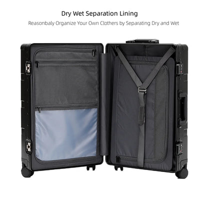 All Aluminum Magnesium Zipperless Carry on Luggage Airline Approved, Hardside Carry on Suitcase with TSA Lock, Lightweight Hardshell Luggage Metal Rolling Luggage for Travel