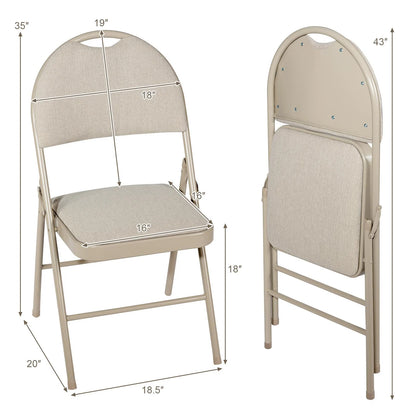 Giantex 6-Piece Commercial Folding Chairs w/Upholstered Padded Seat & Back, Fabric Seating for Home Office Wedding Party, Grey