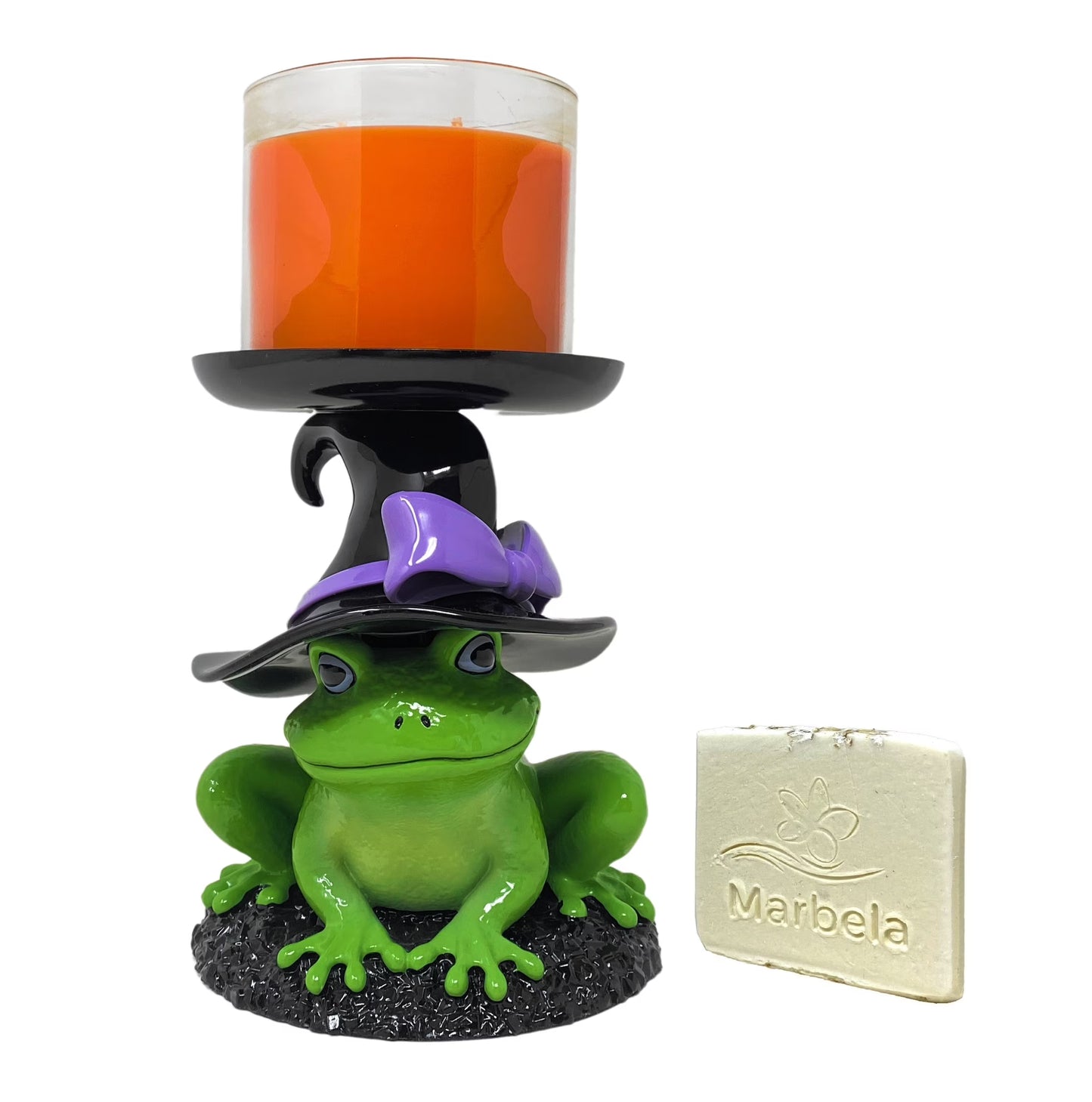 Bath & Body Works Magical Frog Pedestal 3-Wick Candle Holder with a Natural Oats Sample Soap