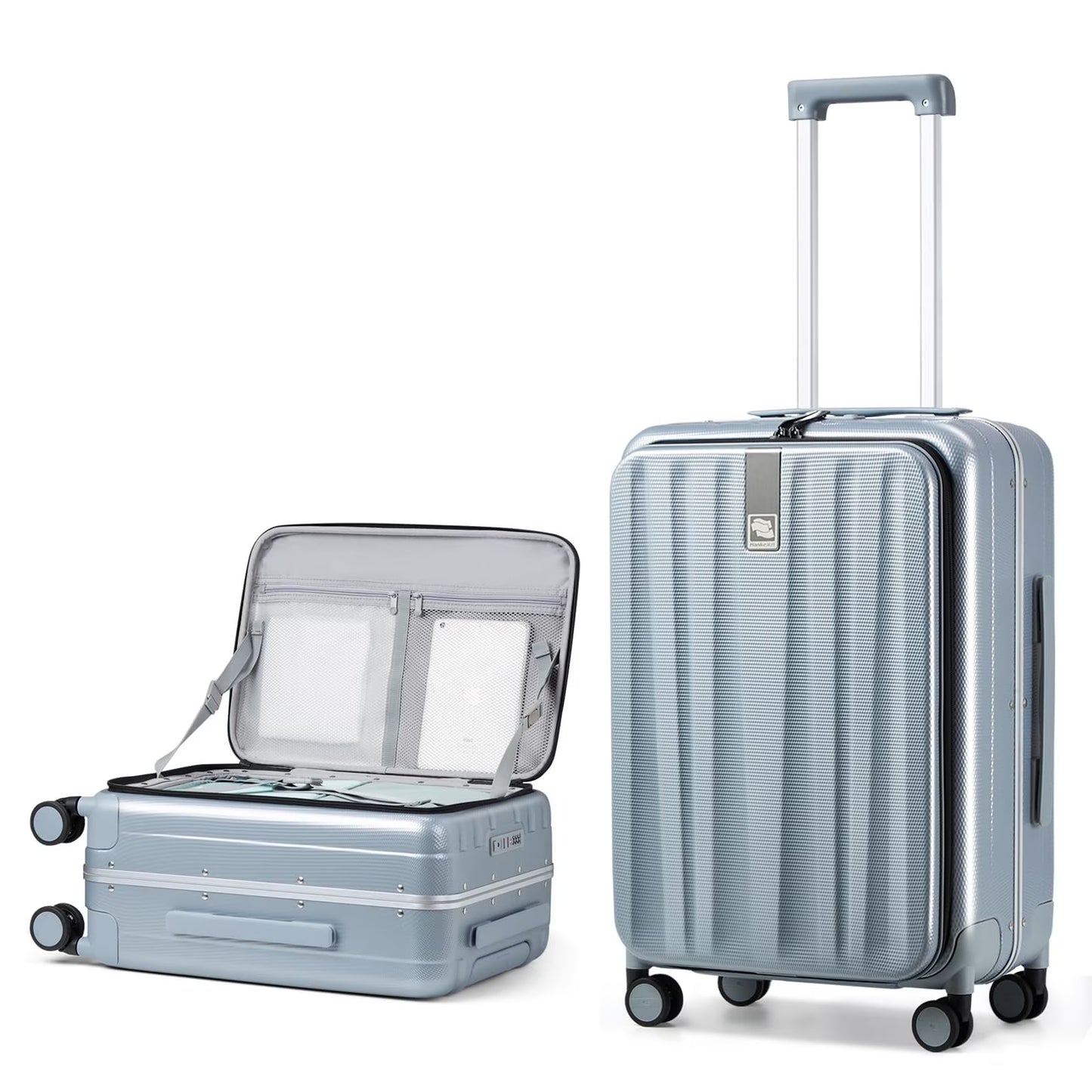 Hanke 20"Carry On Luggage with Wheels, Ivory White