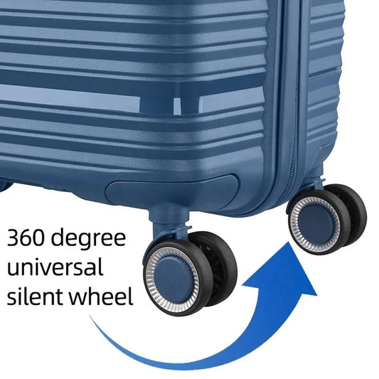TRAVLR 100% PP Break Resistant Lightweight Expandable 20" Carry-on Cabin Luggage Trolley, Navy Blue.