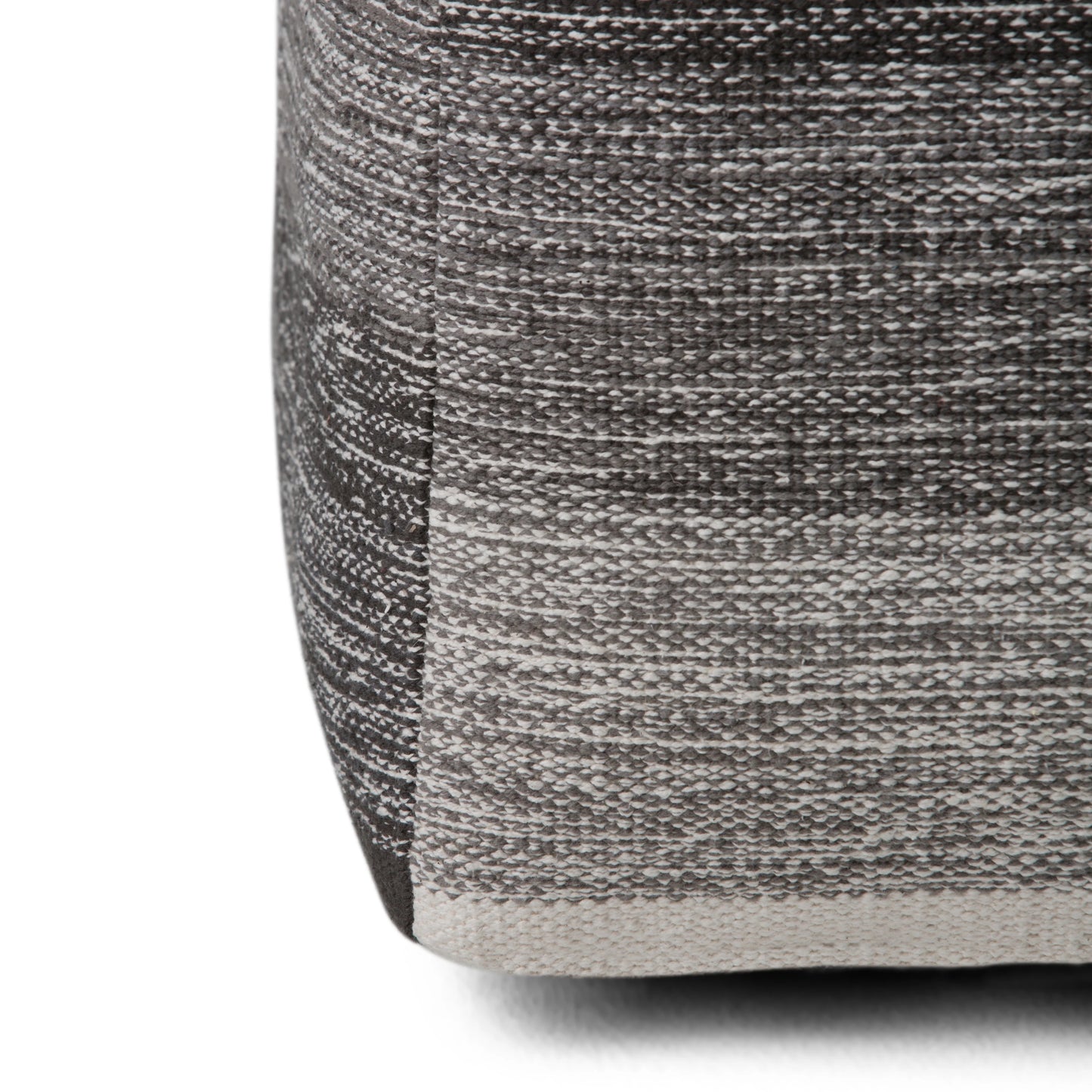 Simpli Home Naya Cube Pouf in Gray Melange Cotton