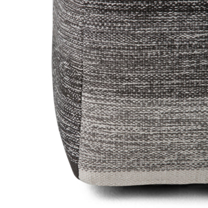 Simpli Home Naya Cube Pouf in Gray Melange Cotton