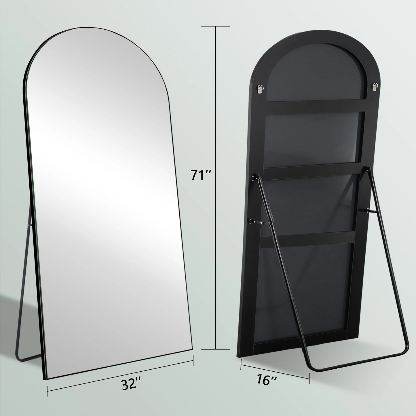 Ufurpie 71"×32" Large Full Length Mirror,Arch Mirror,Floor Mirror with Stand,for Bedroom Living Room Dressing Room,Black
