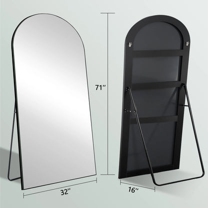 Ufurpie 71"×32" Large Full Length Mirror,Arch Mirror,Floor Mirror with Stand,for Bedroom Living Room Dressing Room,Black