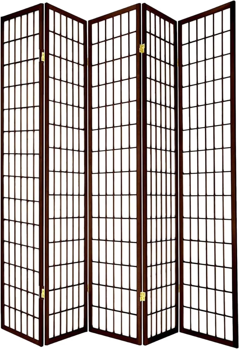Legacy Decor Japanese Oriental 5 Panel Room Divider, 71" Tall, Black Color, Freestanding
