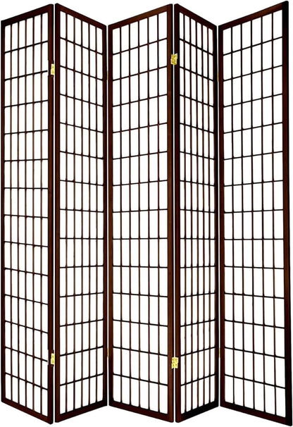 Legacy Decor Japanese Oriental 5 Panel Room Divider, 71" Tall, Black Color, Freestanding