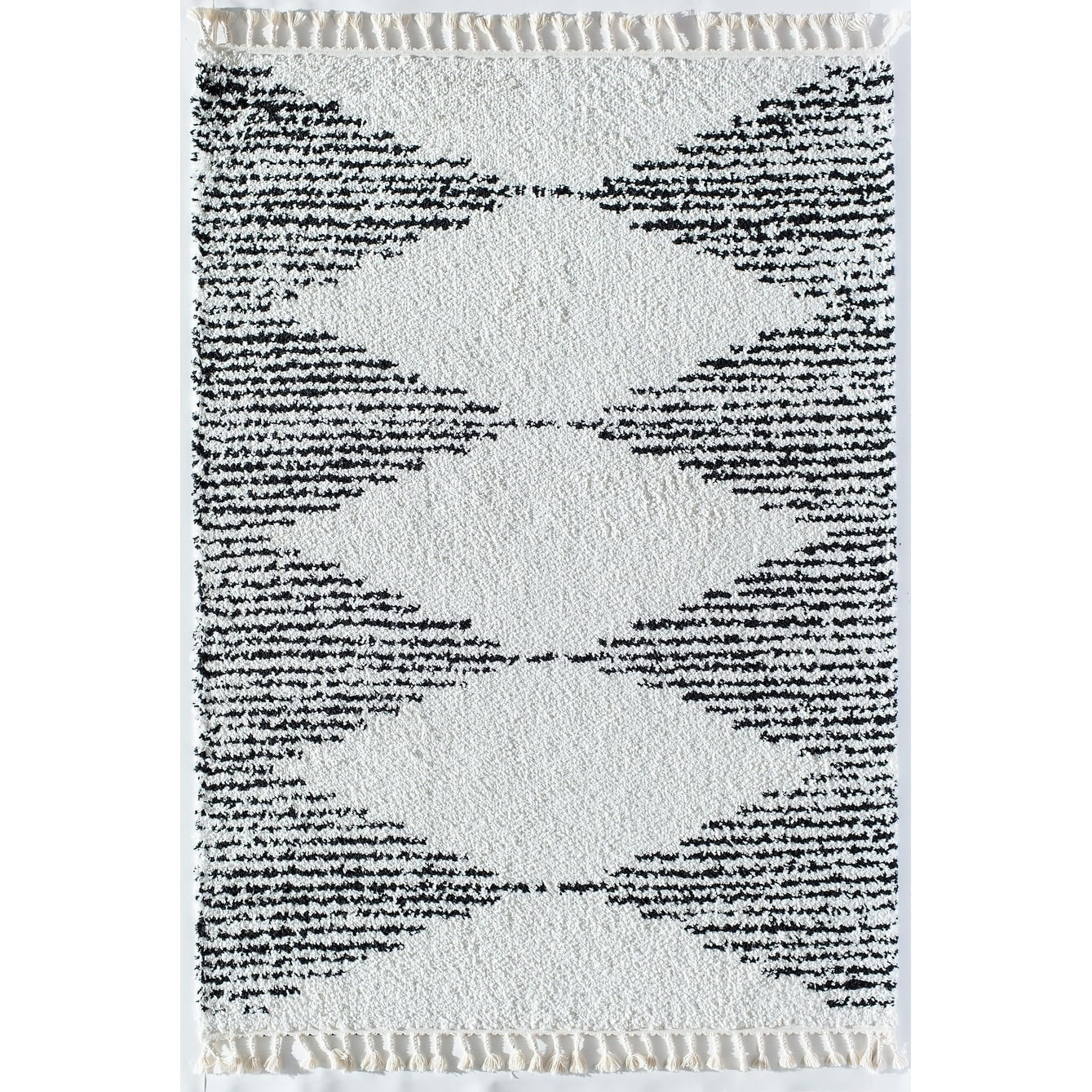 Rugs America Moon Collection MS30A Moroccan Tribal Heath White Area Rug, 8'0"x10'0"