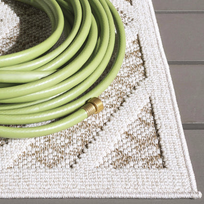 SAFAVIEH Martha Stewart Global Diamond Indoor/Outdoor Area Rug, Light Beige/Brown, 8' x 10'