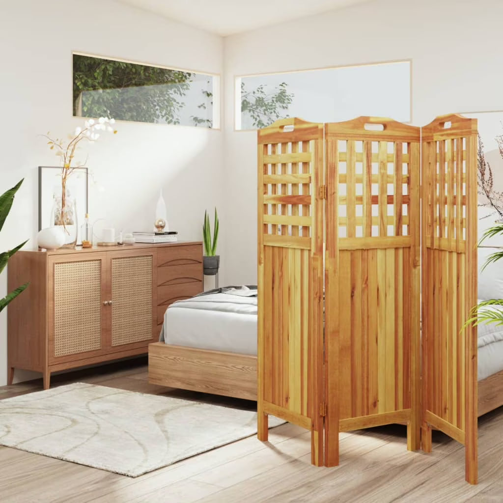 vidaXL 3 Panel Room Divider Privacy Room Divider Screen Solid Wood Acacia