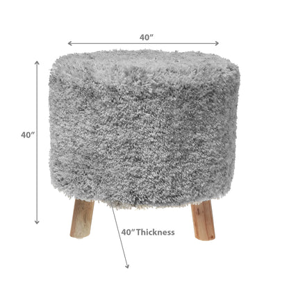 Maison Concepts Long Sag Handwoven Pouf Wooden Stand Light Grey (Multi) 40" X 40" X 40"