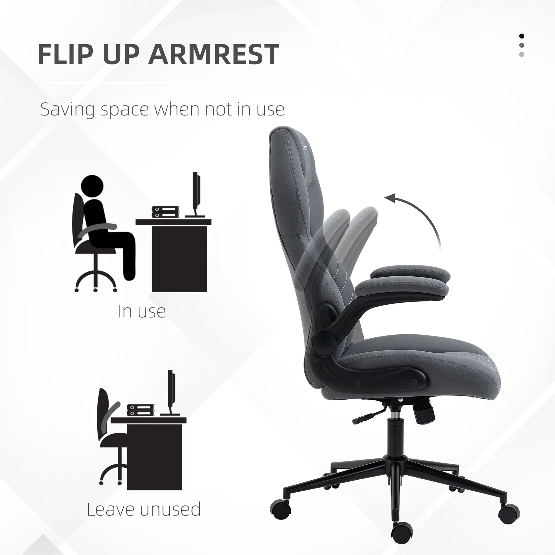 Vinsetto High Back Home Office Chair with Flip Up Armrests Dark Gray