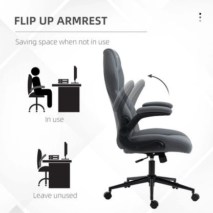 Vinsetto High Back Home Office Chair with Flip Up Armrests Dark Gray