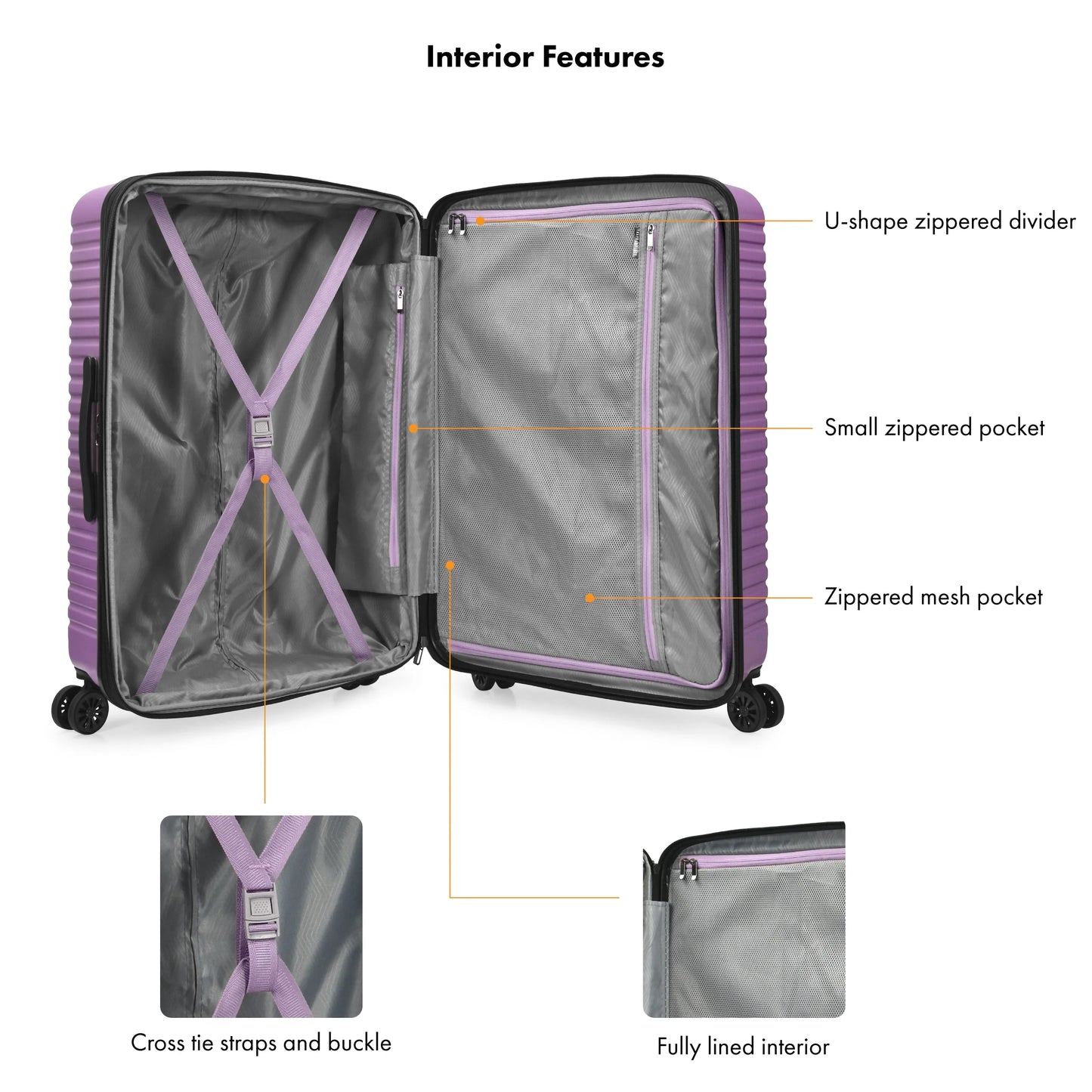 Travel Select Sunny Side Hardside Spinner Luggage with Spinner Wheels, Lavender, 30" Large Checked
