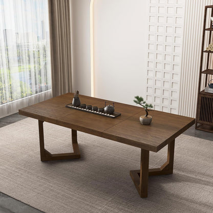 70 Inch Solid Wood Dining Table for 6-8 People, Modern Farmhouse Kitchen Table Rectangular Table for Dining Room, Home Office, Living Room