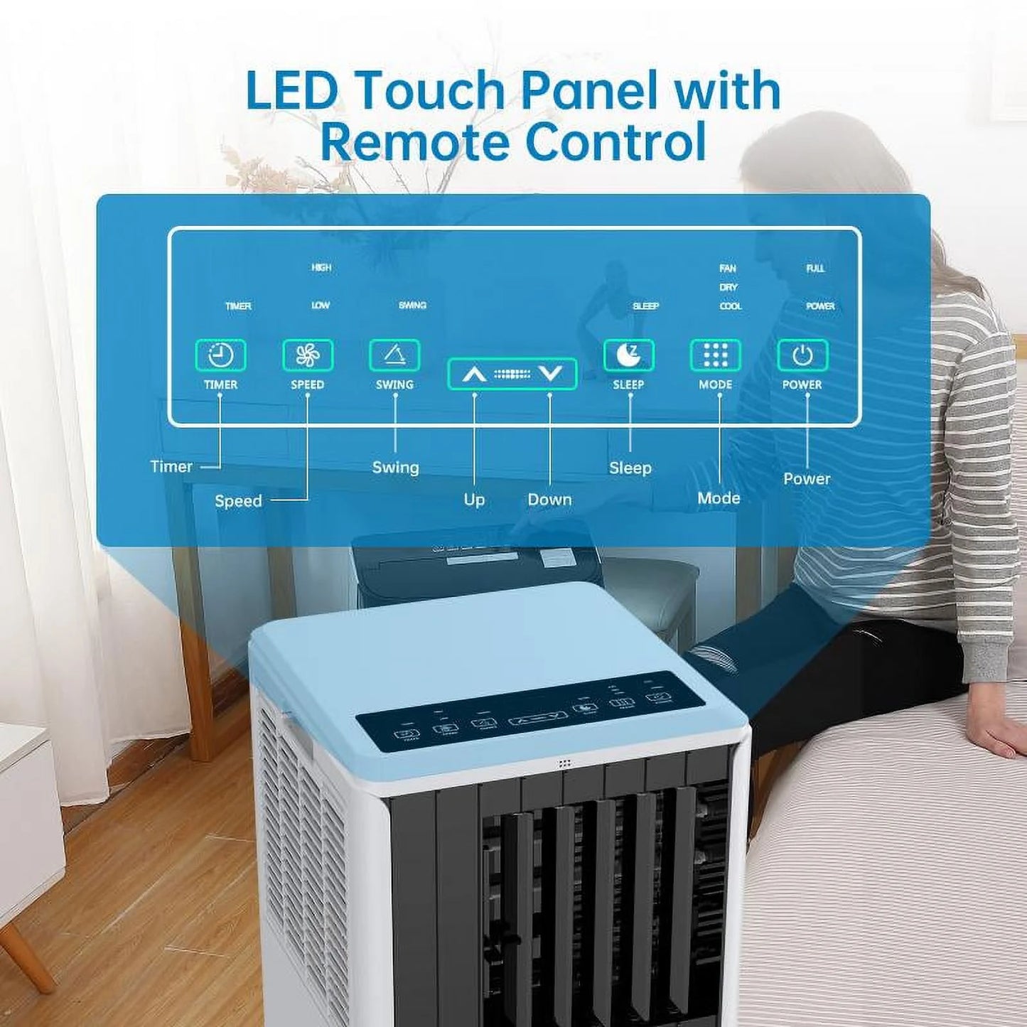 LingStar Portable Air Conditioner 8000 BTU, Air Conditioners for Room up to 350 Sq.ft.(15x20 ft2), Compact Indoor AC Unit, Window Installation Kit & Remote Control for Home Office Dorm Black