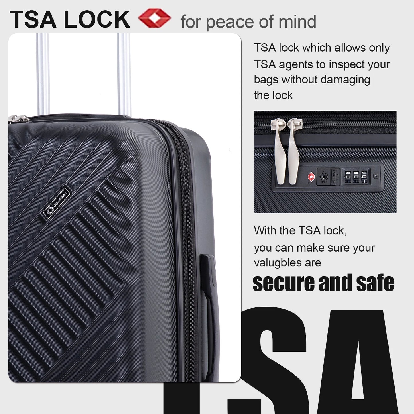 10 Piece Luggage Set Lightweight Suitcase Set with 7PCS Organizer Bags Suitcase with TSA Lock Spinner Wheels(Black)