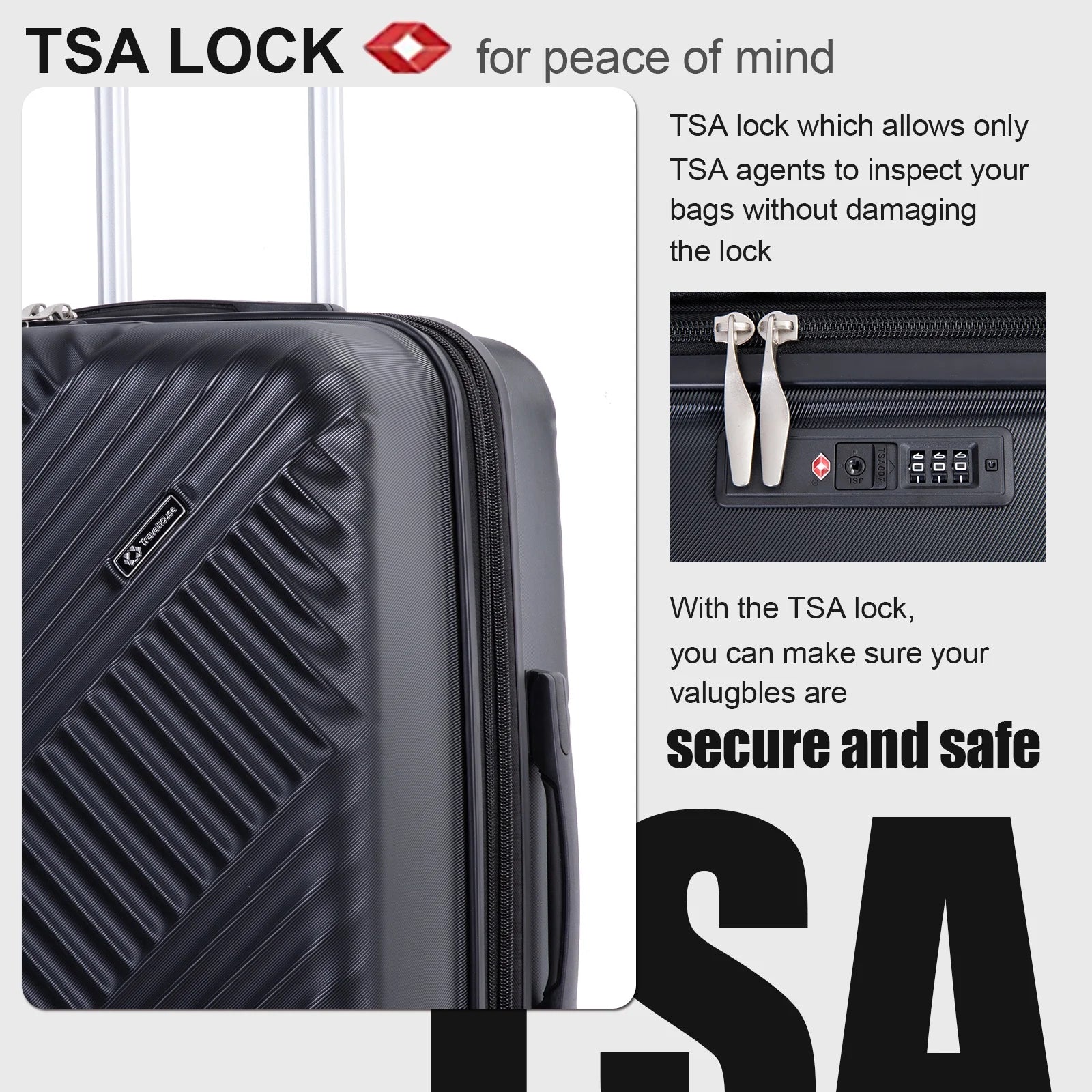 10 Piece Luggage Set Lightweight Suitcase Set with 7PCS Organizer Bags Suitcase with TSA Lock Spinner Wheels(Black)