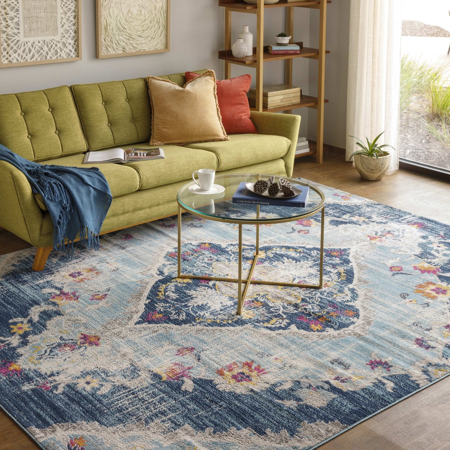 Mark& Day Area Rugs, 5ft Round Brongerga Traditional Blue Area Rug (5'3" Round)