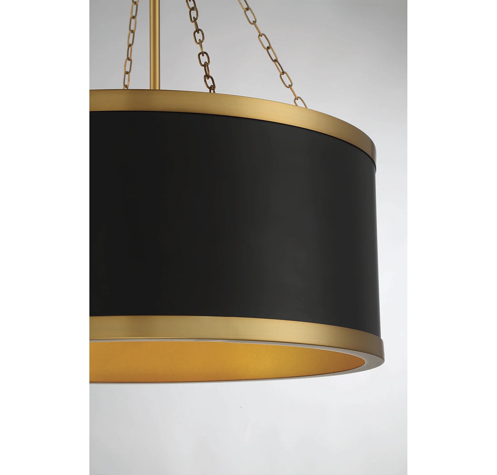 Black with Warm Brass Accents Six Light Pendant from the Delphi Collection