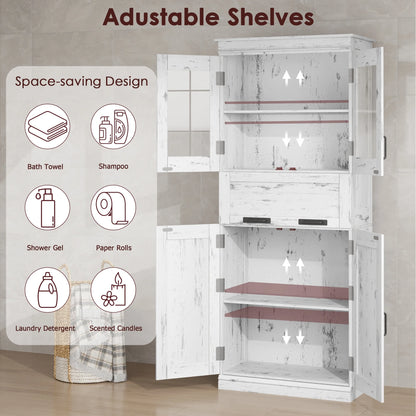Bathroom Cabinet, Tall Storage Cabinet with Doors and Adjustable Shelf, Freestanding Floor Pantry Cabinet for Kitchen, Living Room, Laundry Room, Home Office