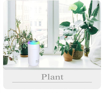 Small Humidifier, USB 350ml Mini Humidifier for Plants, Small Plant Humidifier with Night Light, USB Desk Humidifier for Baby, Plant Humidifier indoor, Small Humidifier (Cyan)
