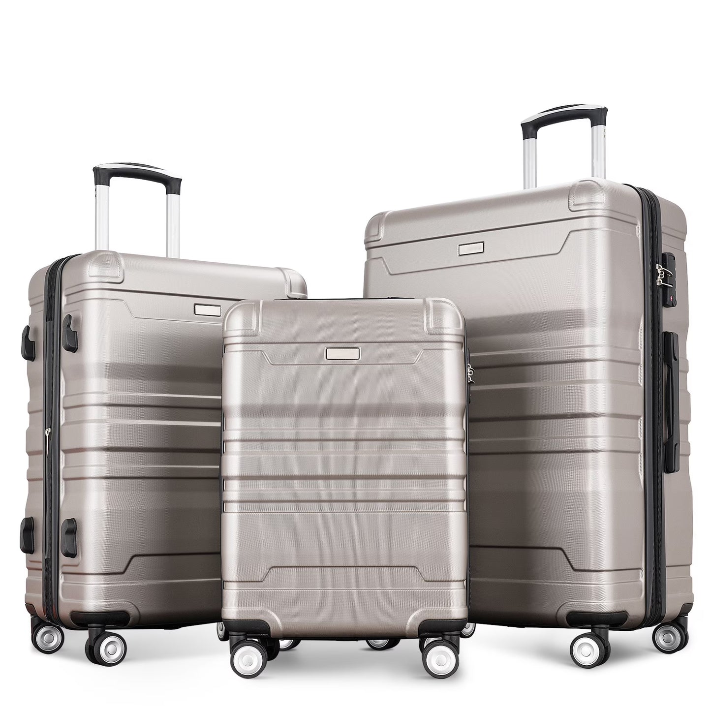 Luggage Suitcase 3 Piece Sets, New Model Expandable ABS Hardshell Luggage, Lightweight Carry-on Suitcase Sets with Spinner Wheels & TSA Lock, 20''/24''/28'', Blue Gray