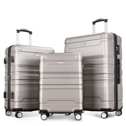 Luggage Suitcase 3 Piece Sets, New Model Expandable ABS Hardshell Luggage, Lightweight Carry-on Suitcase Sets with Spinner Wheels & TSA Lock, 20''/24''/28'', Blue Gray