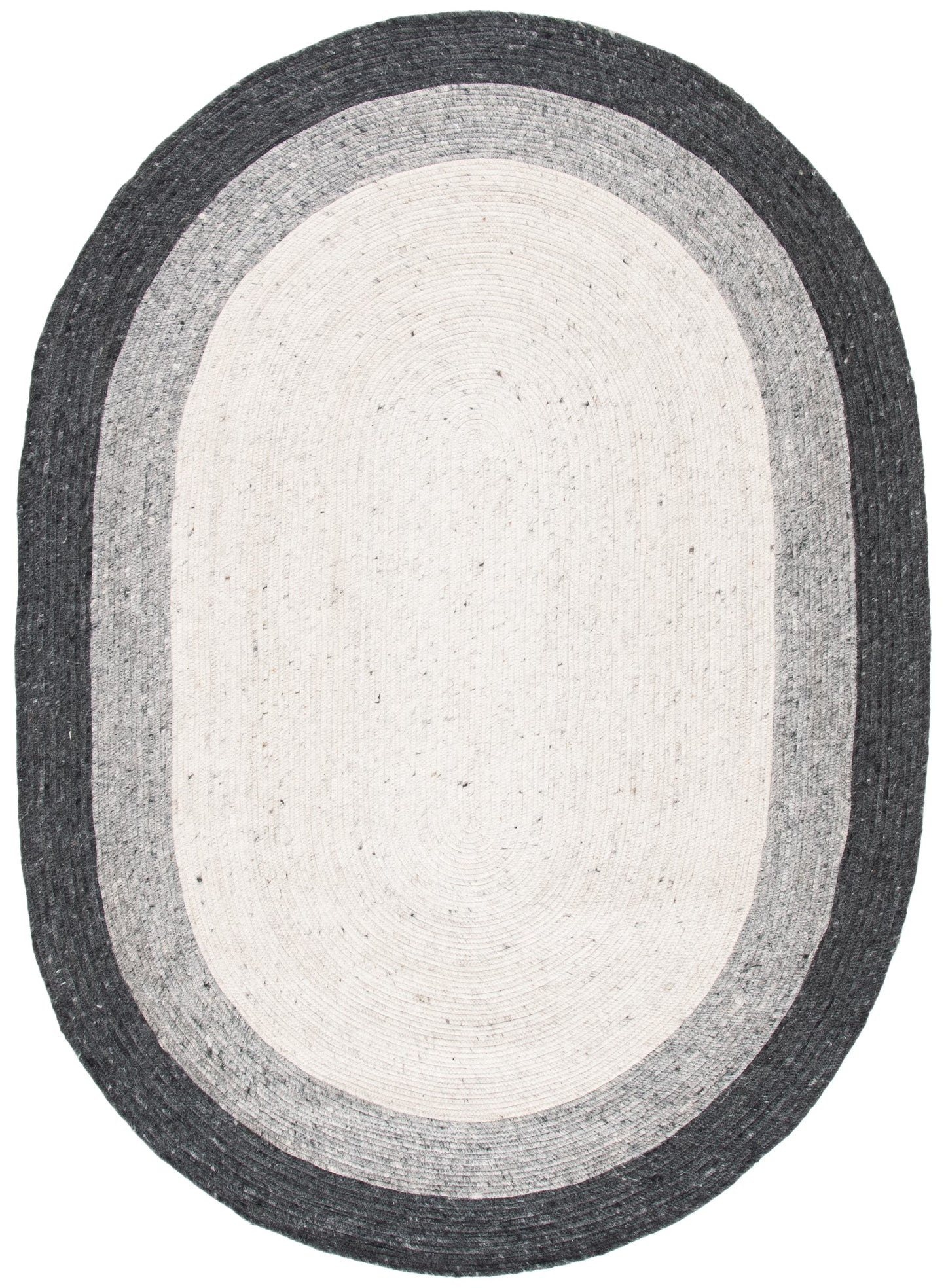 SAFAVIEH Braided Nazca Geometric Reversible Area Rug, Grey/Ivory, 6' x 9' Oval