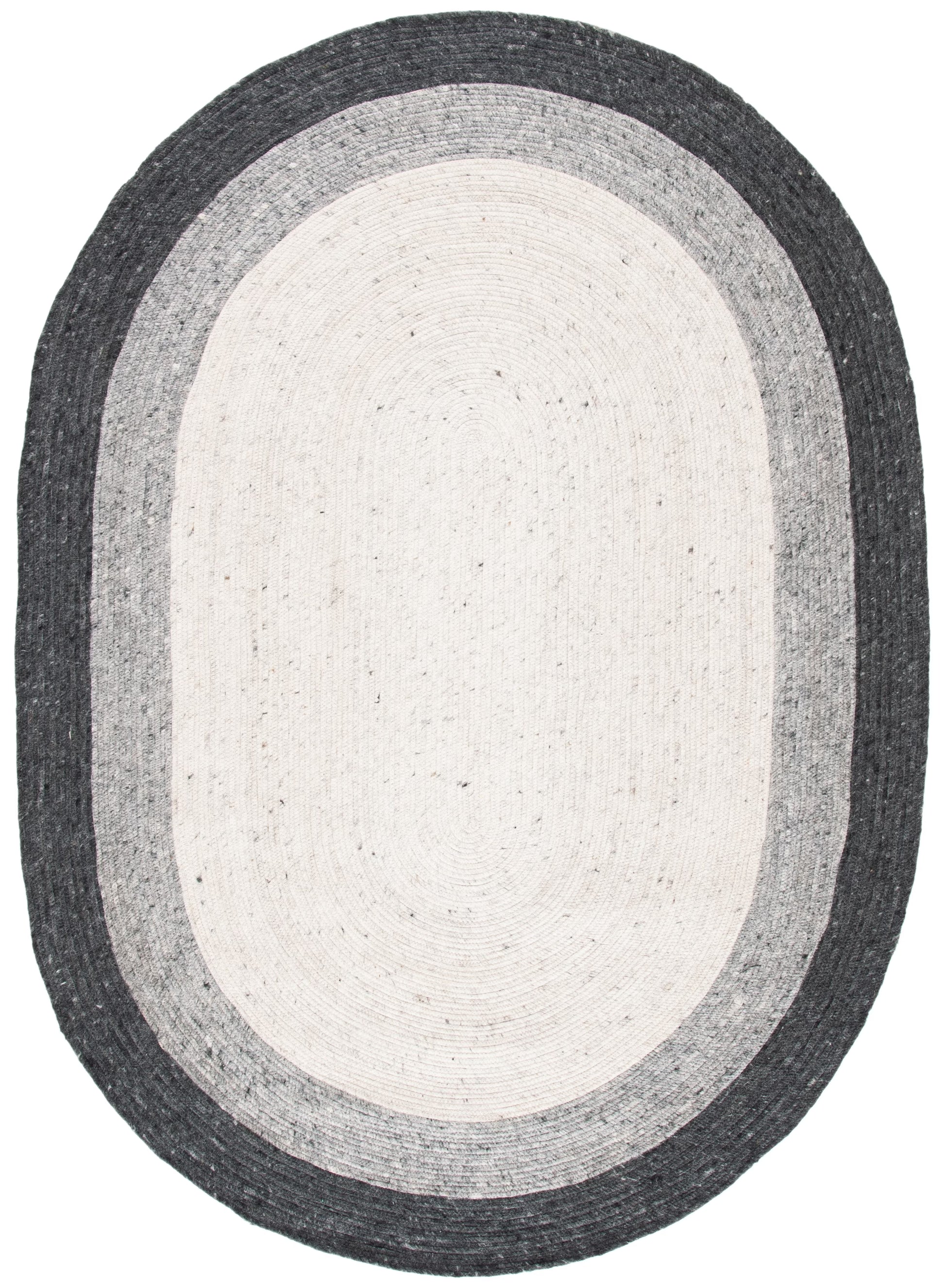 SAFAVIEH Braided Nazca Geometric Reversible Area Rug, Grey/Ivory, 6' x 9' Oval