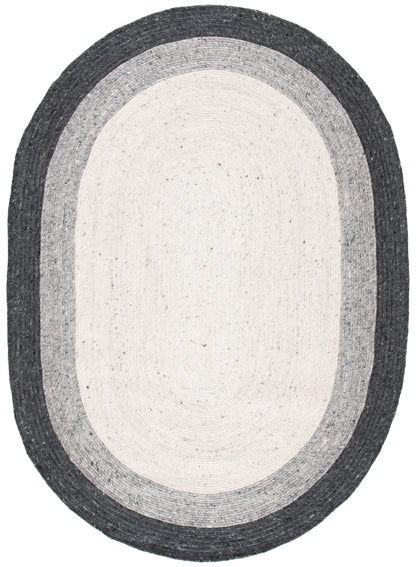 SAFAVIEH Braided Nazca Geometric Reversible Area Rug, Grey/Ivory, 6' x 9' Oval