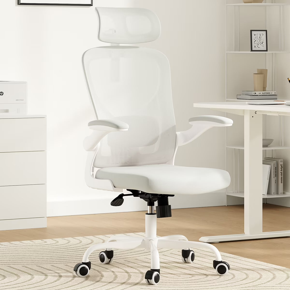Ergonomic Office Chair,Home Office Desk Chair with Headrest,High Back Computer Chair with Armrests and Adjustable Lumbar Support for Home Office Study Room