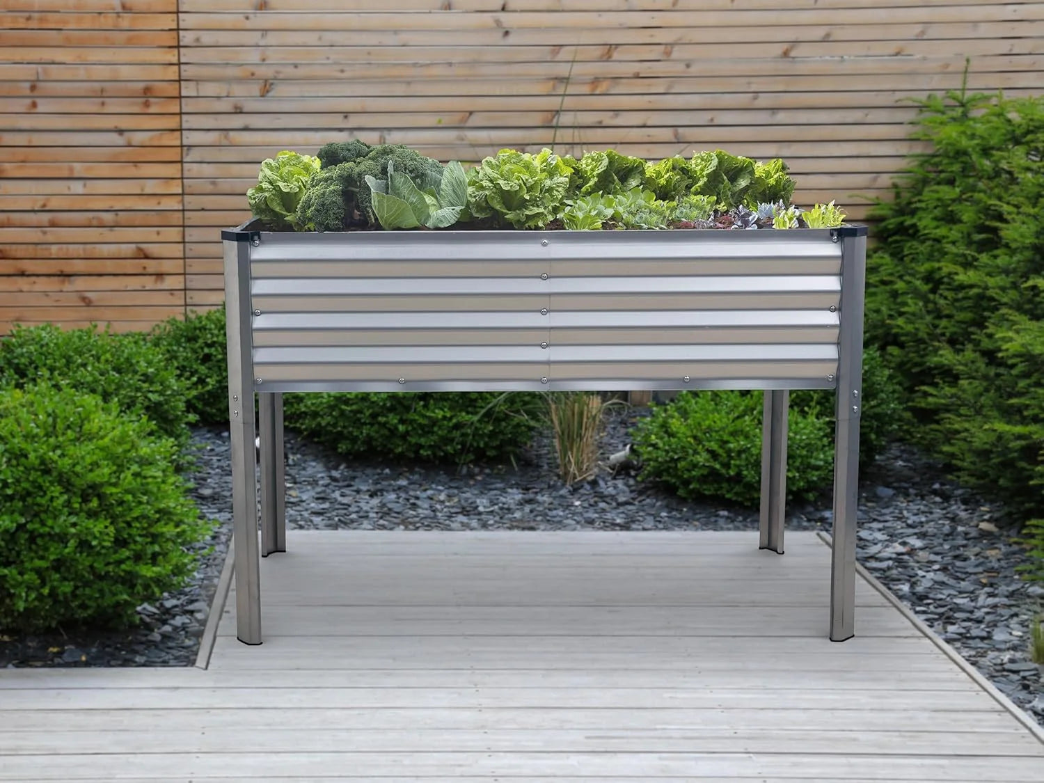 Galvanized Raised Garden Beds Outdoor with Legs//48°24°31in Elevated Planter Box for Vegetables, Flowers (Silver)//Large Metal Garden Bed for Backyard Patio Gardening