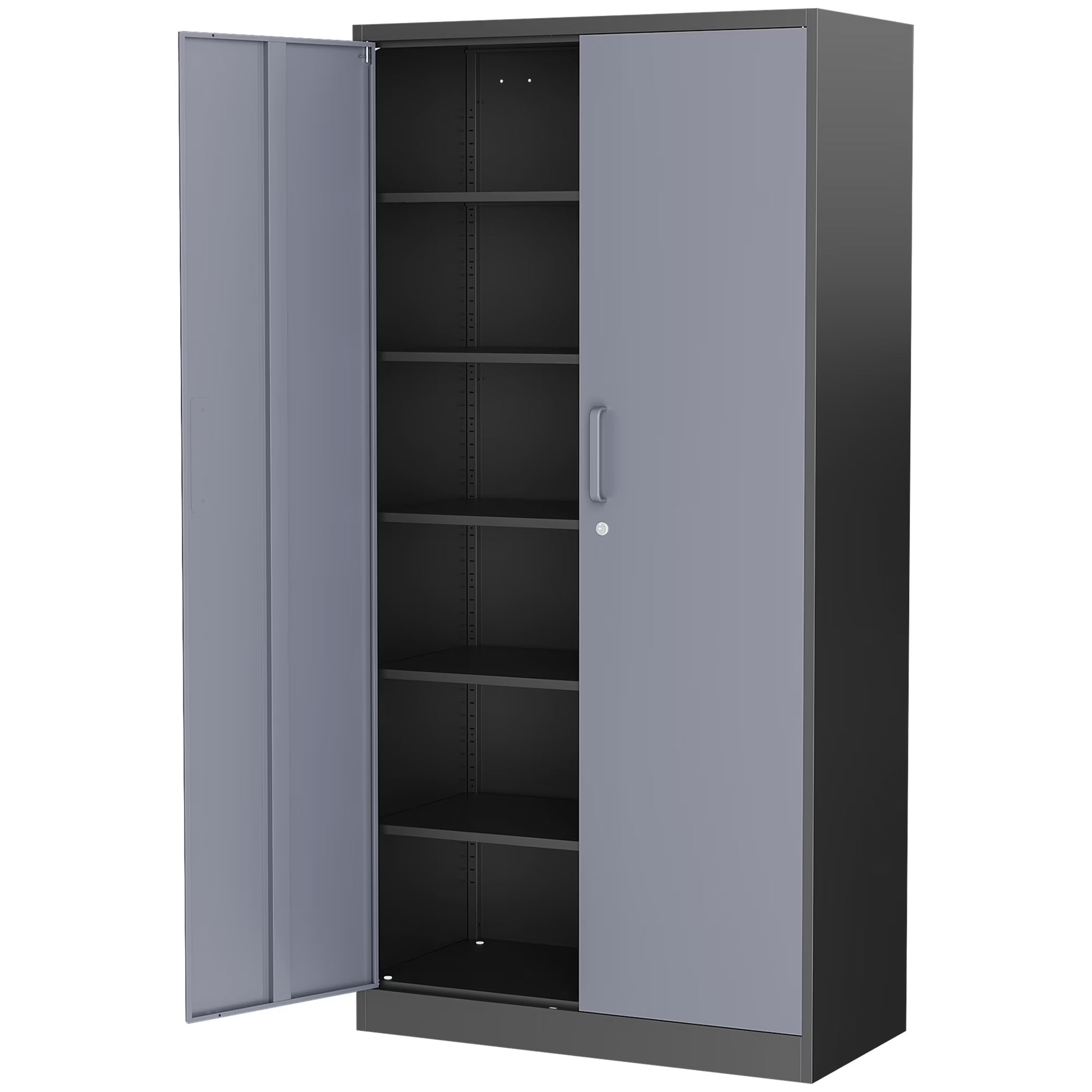 AUHUP 71" Metal Cabinet with Locking Doors and 5 Adjustable Shelves, Black Garage Storage Cabinet for Warehouse, Basement, Home Office, Tool File Storage Utility Cabinets